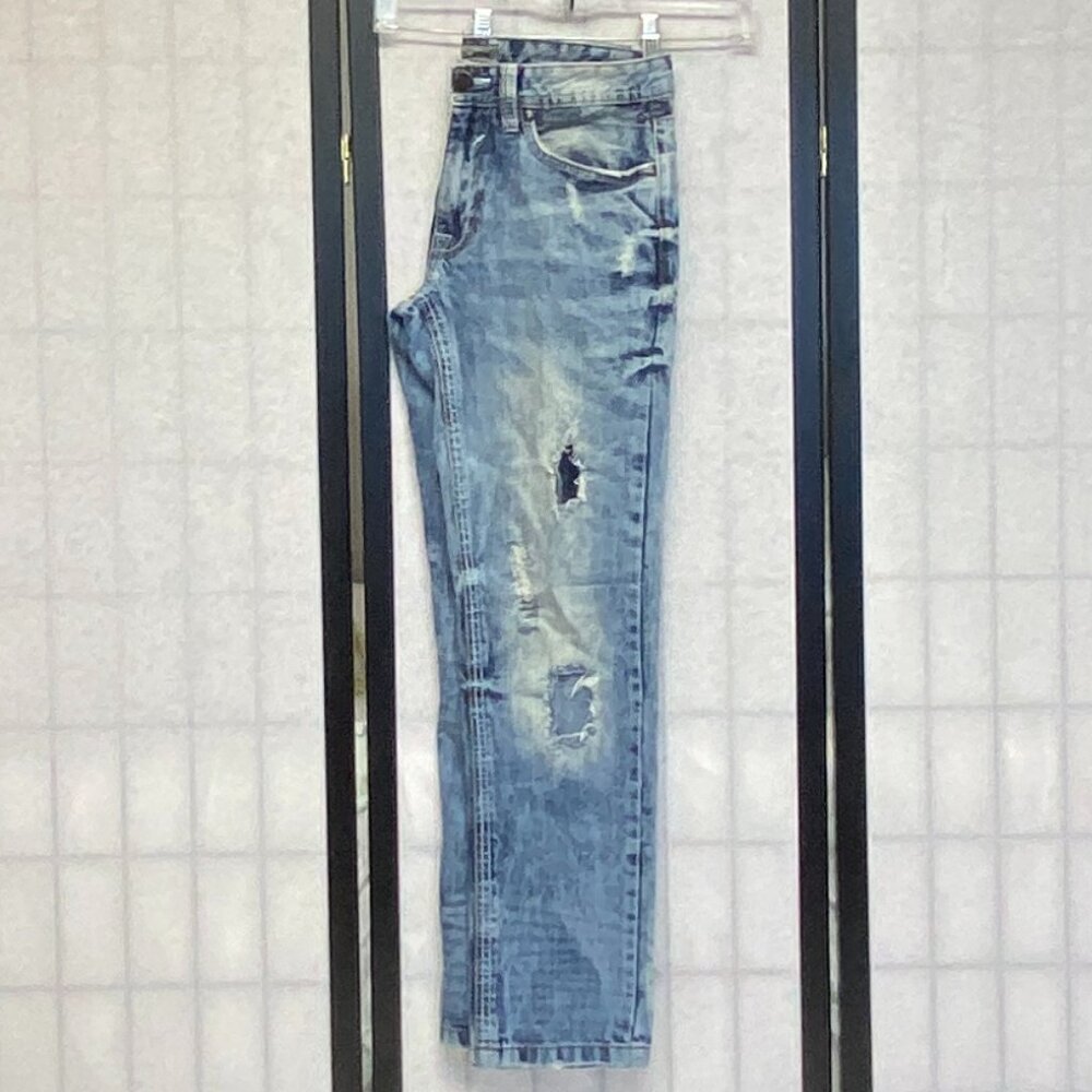CJ Black Distressed Slim Denim Jeans Faded Medium Wash 28 Embroidered Pocket - Picture 5 of 14